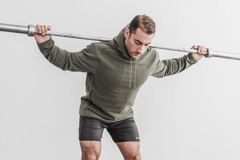 Men's Nobull Arctic Pullover Hoodie Olive | SG F2521D
